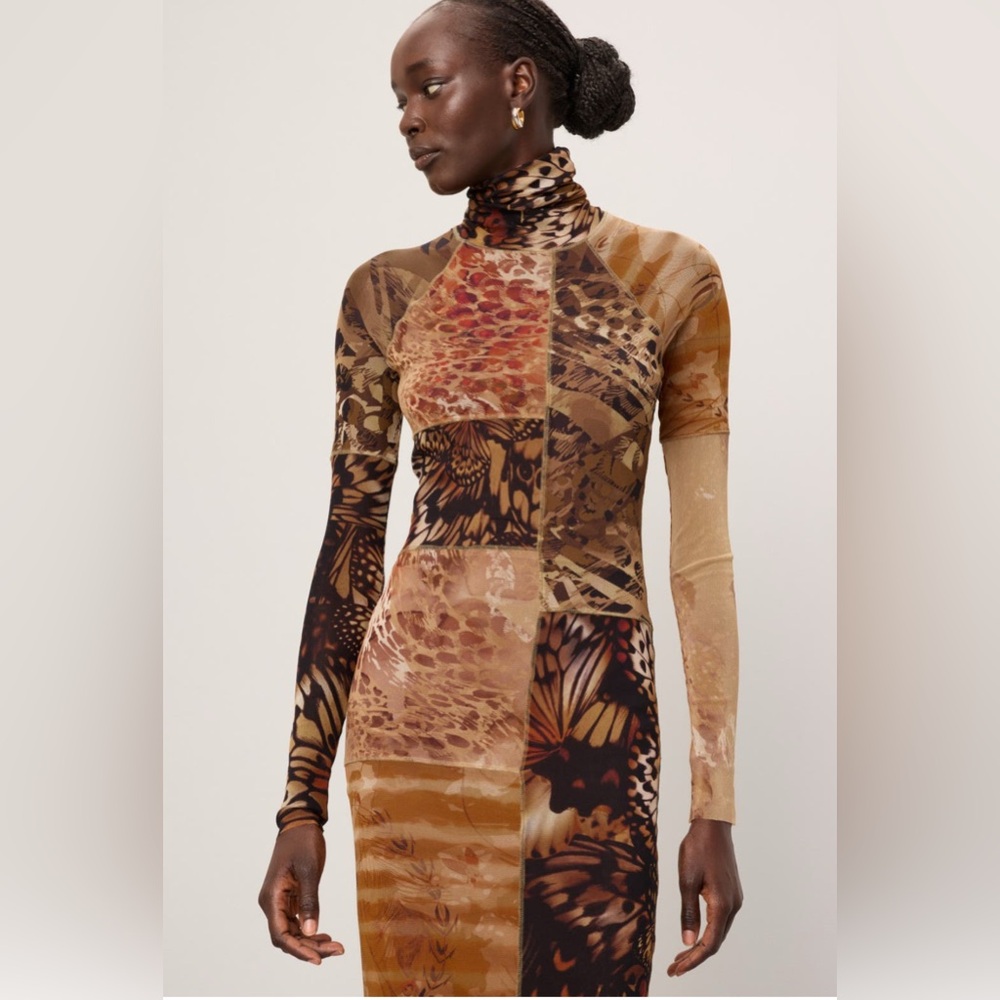 Fuzzy Abito Patchwork Mesh Dress - image 5